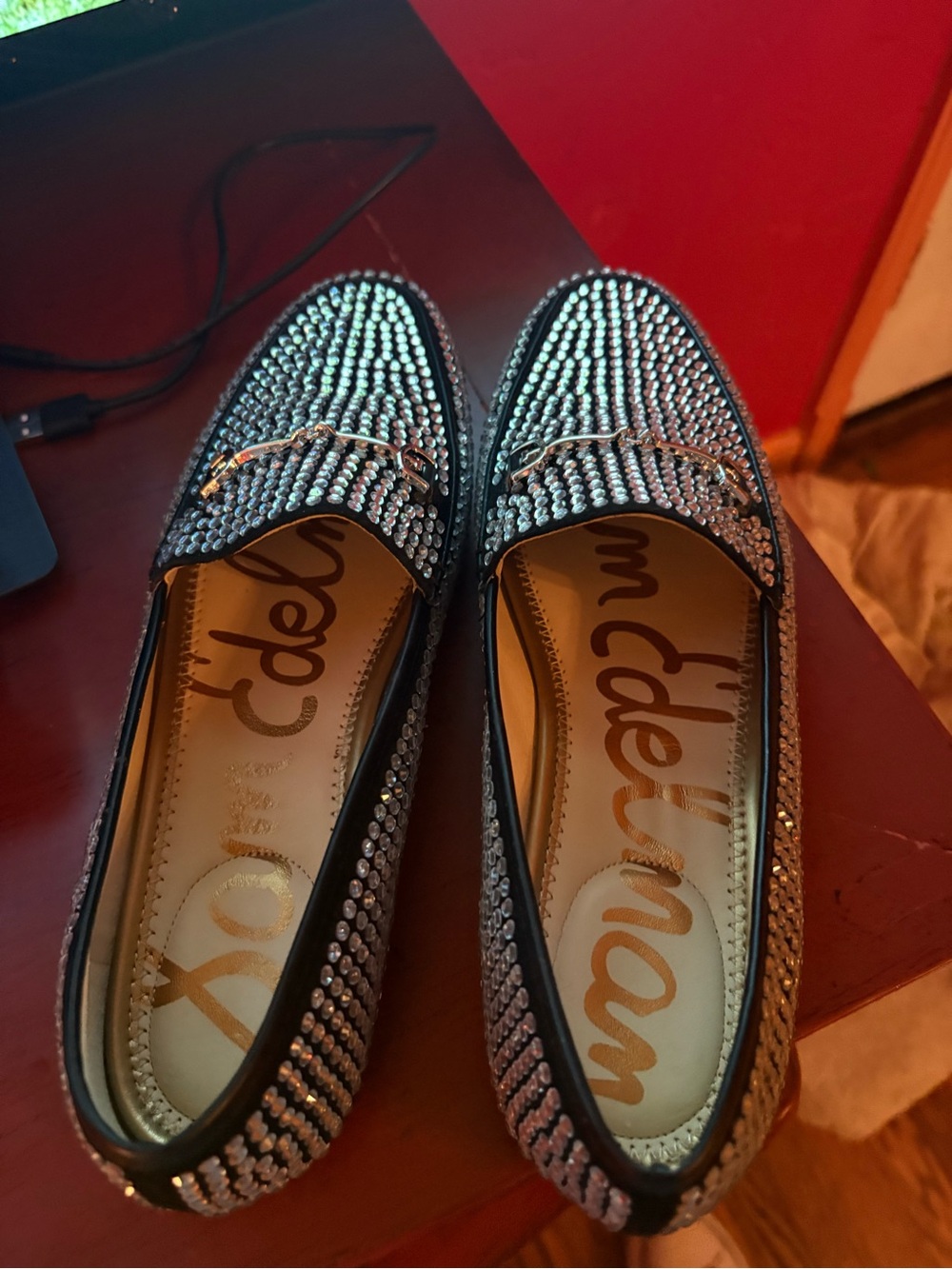 Sam Edelman Loraine Glitz Black Crystal-Studded horse- Bit Loafers size 9 - Picture 6 of 8